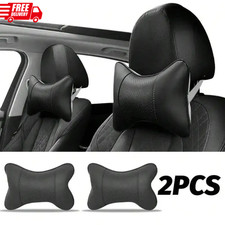 2pcs Car Seat Head Neck Rest Leather Support Cushion Pad Headrest Bone Pillow
