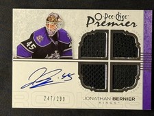 Jonathan Bernier 2007-08 O-Pee-Chee Premier Autographed Quad Rookie Memorabilia