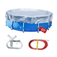 22FT Pool Covers for 18FT Above Ground Swimming Cover Diameter:22ft silver/blue