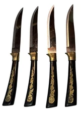 Vintage MCM Black Gold Cutlery Fleur D'Or Sheffield England Stainless Knives 4