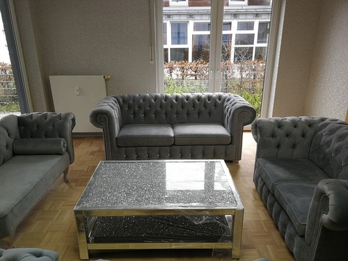 Sitzgarnitur Chesterfield: 3er 2er, Sessel, Hocker und Chaiselong - Picture 3 of 8