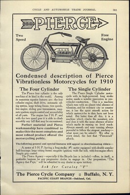 1910 PAPER AD CAR AUTO Pierce Motorcycle Two Speed Cycle Co Buffalo NY