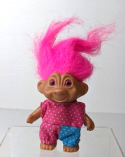 Vintage Troll 3   height of Pink Hair Brown Eyes w/outfit 1990s