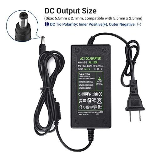 DC 12V 3A Power Adapter US Plug 4.6FT Power Cord 36 Watt AC 100-240V to DC 12... - Image 4 of 4
