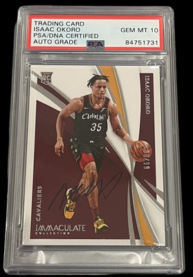 Isaac Okoro Signed 2020 Immaculate Rookie Card /99 #73 Psa GEM MT 
