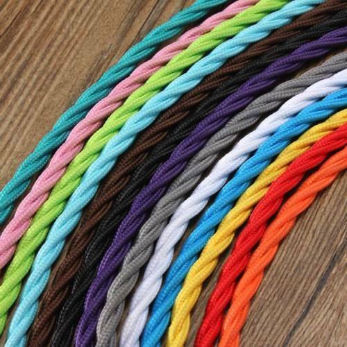 TWISTED 3 Core Braided Fabric Cable Lighting Flexible Cord Vintage Electric Wire - 第 1/44 張圖片