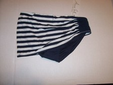 NEW ANNE COLE sz SMALL navy blue white stripe swim skirt swimsuit bottom wrap