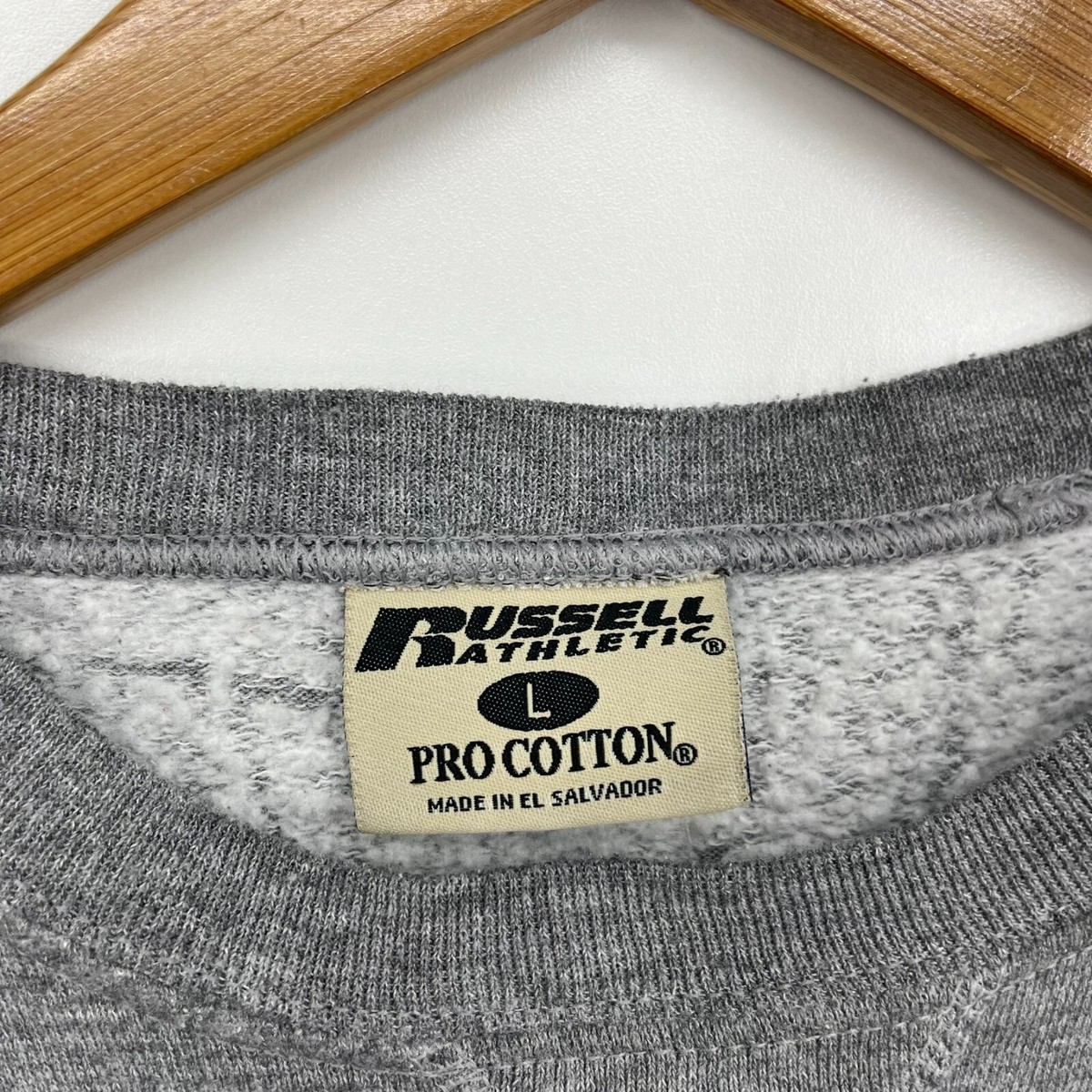 Russel Sweatshirt Men's Size L Gray Logo Solid Pro Cotton