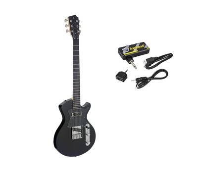 Stagg Silveray Series Electric Guitar - Black + Headphones Mini Amp