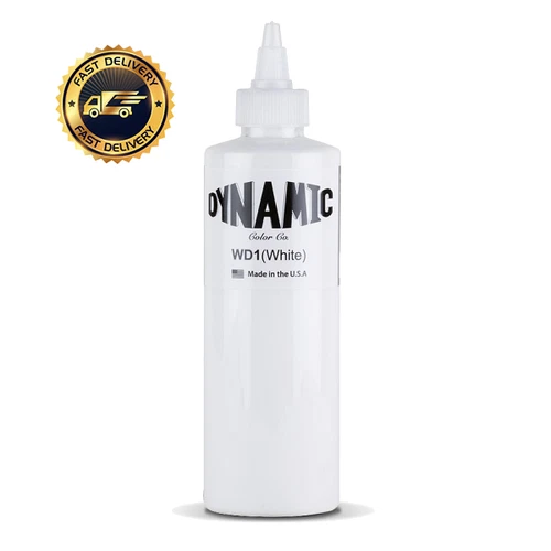 8oz DYNAMIC WHITE Tattoo Ink - Original bottle for lining and shading