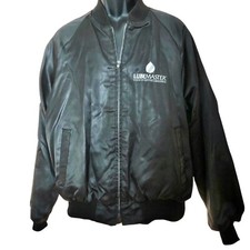 King Louie Vintage Black Satin Bomber Jacket Mens XL 48-50 Zip Front Lubemaster