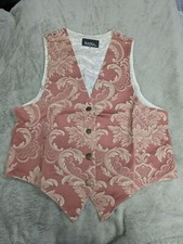Vintage Nadia Embroidered PINK ORNATE Tapestry Women's MED Grandmacore Vest NEW