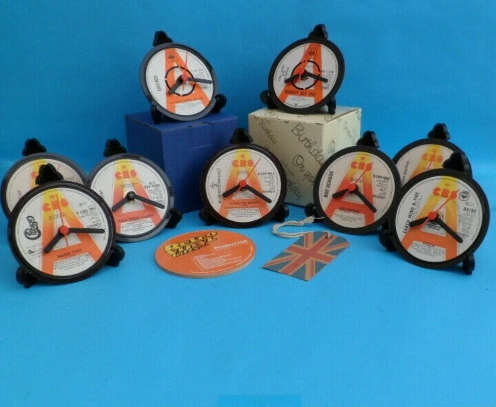 CBS DEMO Label CLOCKS Side Table / Desk Top Upcycled Vinyl Record Hit Singles 4" - Image 3 of 4