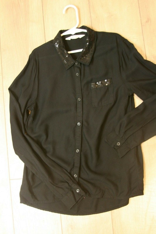 H&M girls black button down shirts size 11/12 GUC