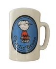 Vintage Charlie Brown Avon 5 oz. Milk Mug Glass Cup 1969 Sticker Still On Bottom