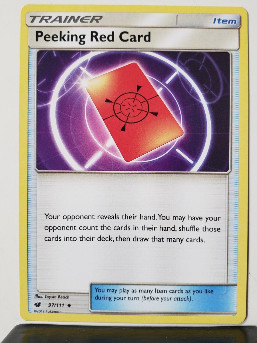 Peeking Red Card 97/111 - NM -Crimson Invasion Sun Moon Pokemon Card $2  Shipping