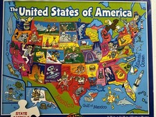 60 Piece Jigsaw Puzzle Map 50 American States USA, Age 6 FREE SHIPPING 