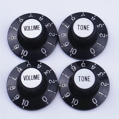 Black W/ Silver Witch Hat AMP Black & Silver Skirted Volume Tone Control Knobs