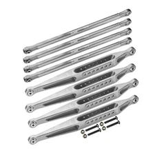 GPM Racing Aluminum 7075-T6 Upper & Lower Link Bar Set Silver for 1/8 LMT