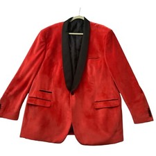 Insomnia Velvet Handmade Tuxedo Jacket 4X Red Button Italy Prom Wedding Formal