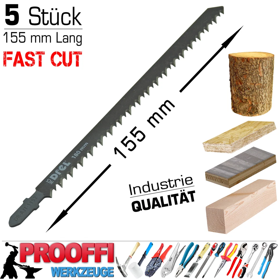 5 x Fast Cut Premium Stichsägeblatt Stichsäge 180mm T-Schaft Für Bosch Aufnahme - Bild 3 von 4