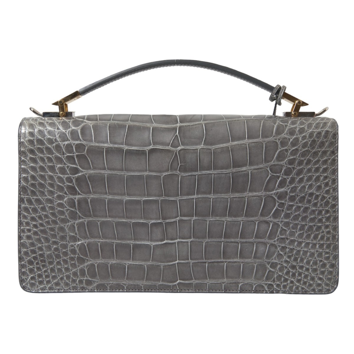 BALENCIAGA Bag Gray Exotic Leather Medium Shoulder Hand Purse