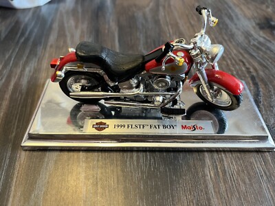 Vintage Maisto Harley Davidson Die Cast Red 1999 FLSTF Fat Boy 1