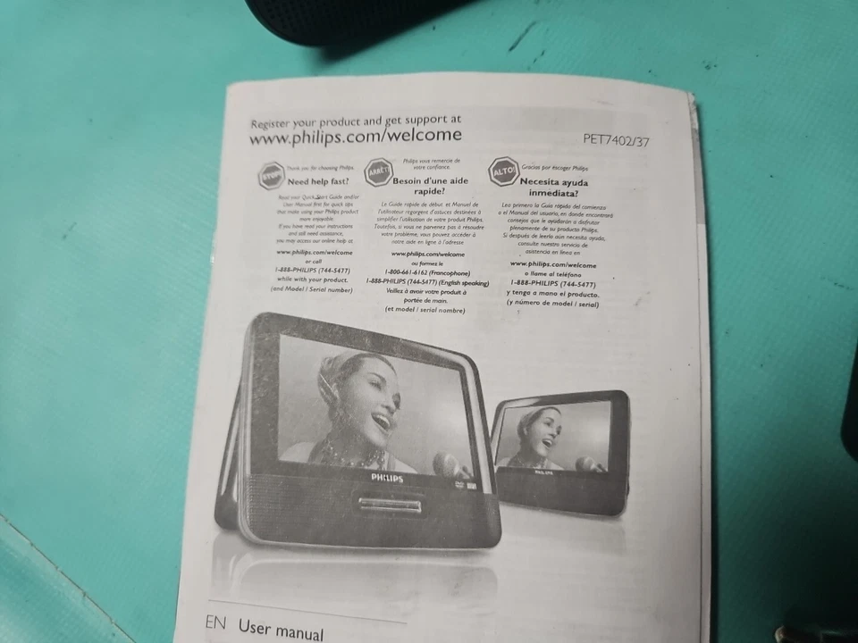 Philips PET7402/37 7 pulgadas doble pantalla reproductor de DVD portátil montaje en coche Foto 2 de 4