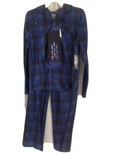 Faded Glory Boys 2pc Flame Resistant Blue Checkered Pajamas L 10-12