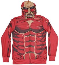Attack on Titan Mens Zip Up Hoodie - Scary Titan Costume Front