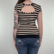 Y2K vintage striped sparkly wrap around top