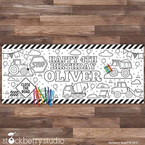 Construction Coloring Tablecloth Birthday Party Decorations Children's Party - 第 2/3 張圖片