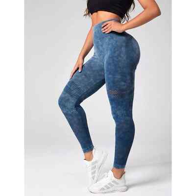 DENIM BLUE TIE DYE TUMMY CONTROL LEGGINGS-SUPER FLATTERING! BNWOT