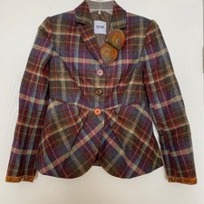 Moschino Cheap And Chic Blazer Size 6 Multi Color Plaid Long Sleeve Jacket