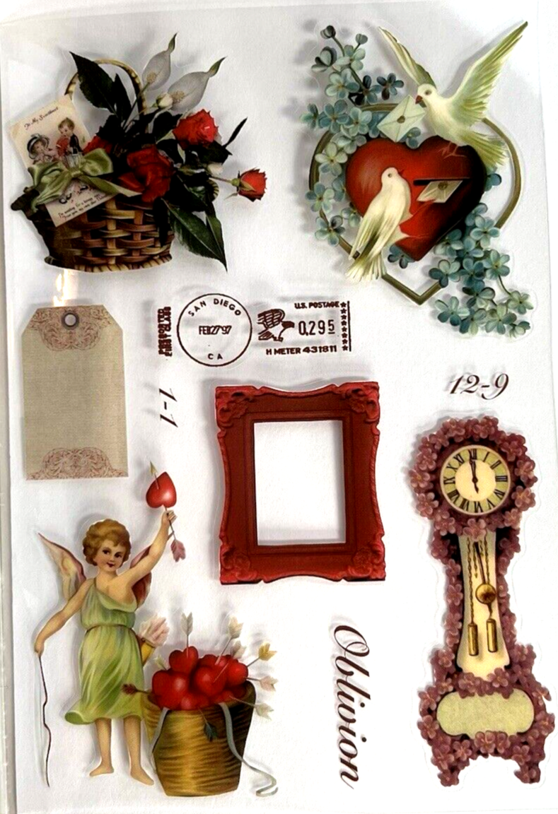 Vintage Victorian Style 20 Sheets Sticker Book Red Pink Collage Junk Journal