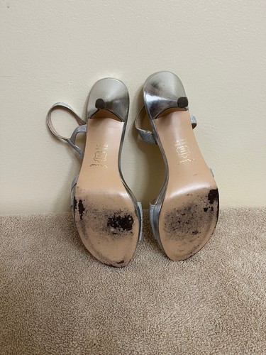 Nina Womens SilverGlitter Sparkle Heels Slingback Open Toe Strap Dress Shoe 7.5M - Picture 6 of 6