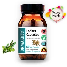 DR WAKDE'S Lodhra Capsules (Symplocos racemosa) | 60 Veg Caps | Ayurvedic Sup...
