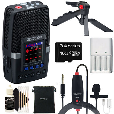 Zoom H2essential Multi-Mic Handy Recorder and Mini Lavalier Streaming Mic Bundle