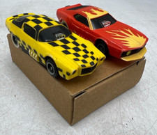 Set of Tyco Ho Slot Car Flame Mustang  Checkered Camaro Funny Car Tested w/ Box
