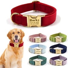 Personalised Velvet Cat Collar Velvet Puppy Collar with Custom Name Engraving