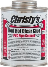 Christy's Red Hot Clear Glue PVC Cement - Medium Body, Very Fast Set, Low-VOC, 1