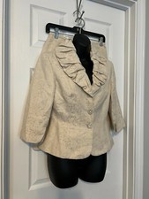 Adrianna Papell Occasion Beige 2 Piece Evening Jacket  Skirt Suit Sz 4
