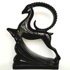Vtg Haeger Potteries Art Deco Revival Glossy Black Leaping Gazelle #305/6044 19"