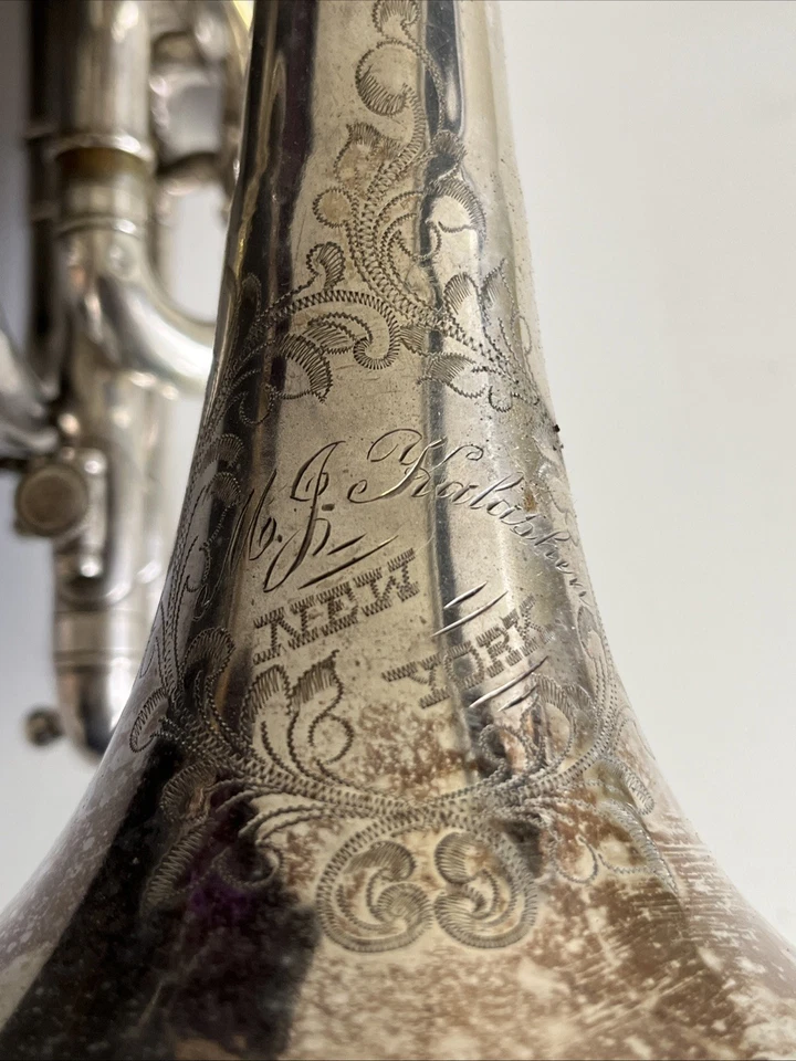 Corneta M.J. Kalashen - NUEVA YORK - 1897-1903 con estuche original - HERMOSA FLORAL Foto 4 de 4