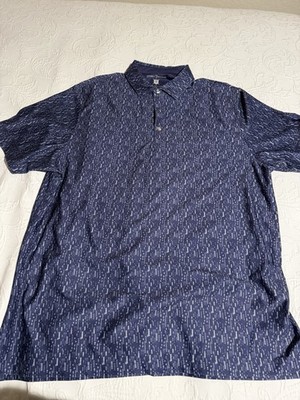 Hickey Freeman Golf Polo Shirt Men's L/G Blue White Geometric Short Sleeve