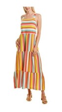J Crew Rainbow Striped Tiered Maxi Dress Size Medium Style AP172