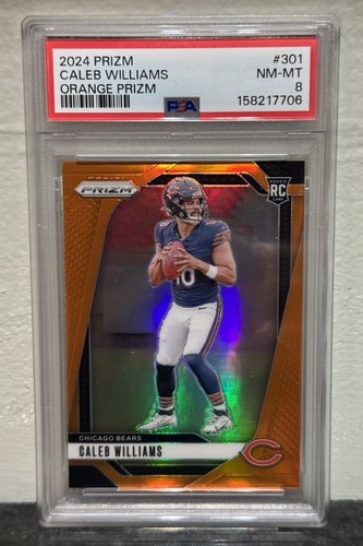 CALEB WILLIAMS 2024 PANINI PRIZM #301 ORANGE PRIZM ROOKIE RC /249 PSA 8