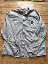 Hawx Work Gear Mens XXL  2XL Gray Shirt Long Sleeve Snap Up Buttons Workshirt