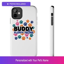 Custom Cat Paw Print Phone Case Personalized Pet Name iPhone Samsung Galaxy Gift
