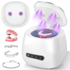 Rechargeable Ultrasonic Retainer Cleaner Machine, 45kHz Portable Dental Clean...